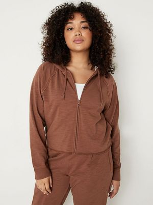 Hoodie de Algodón Cropped Zip-Up