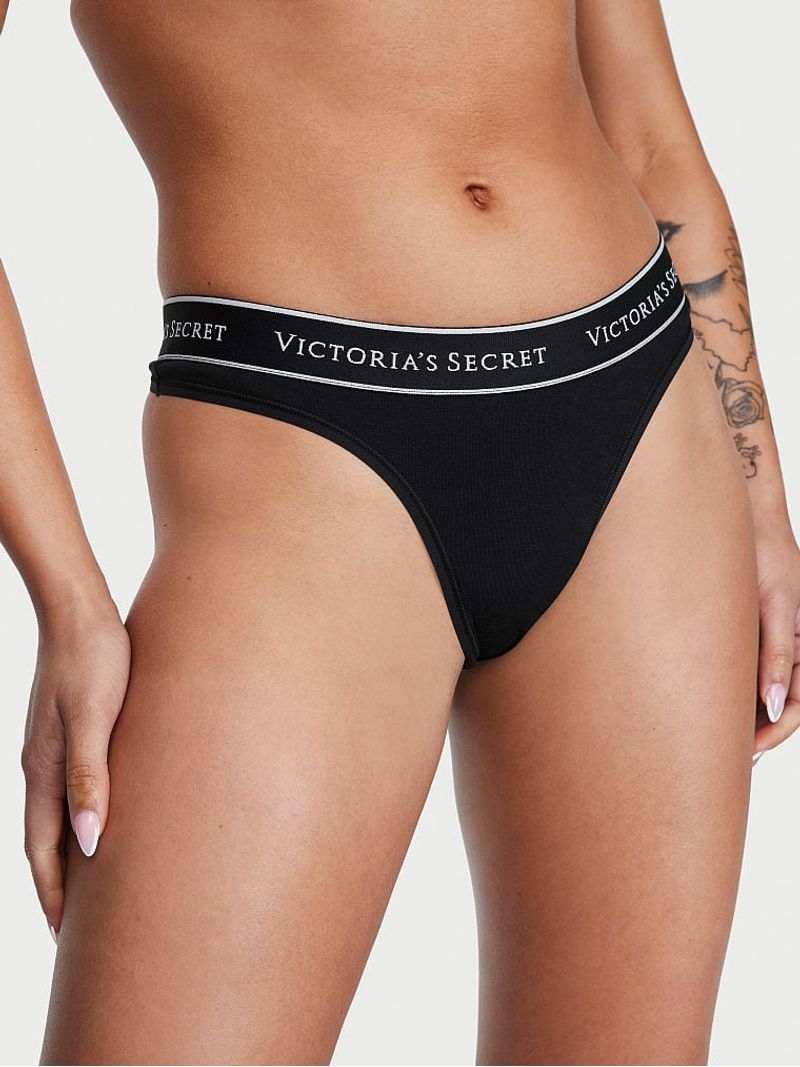 Panty Tanga de Algodon con Logo Tangas Victoria s Secret Tienda en Linea Victoria s Secret