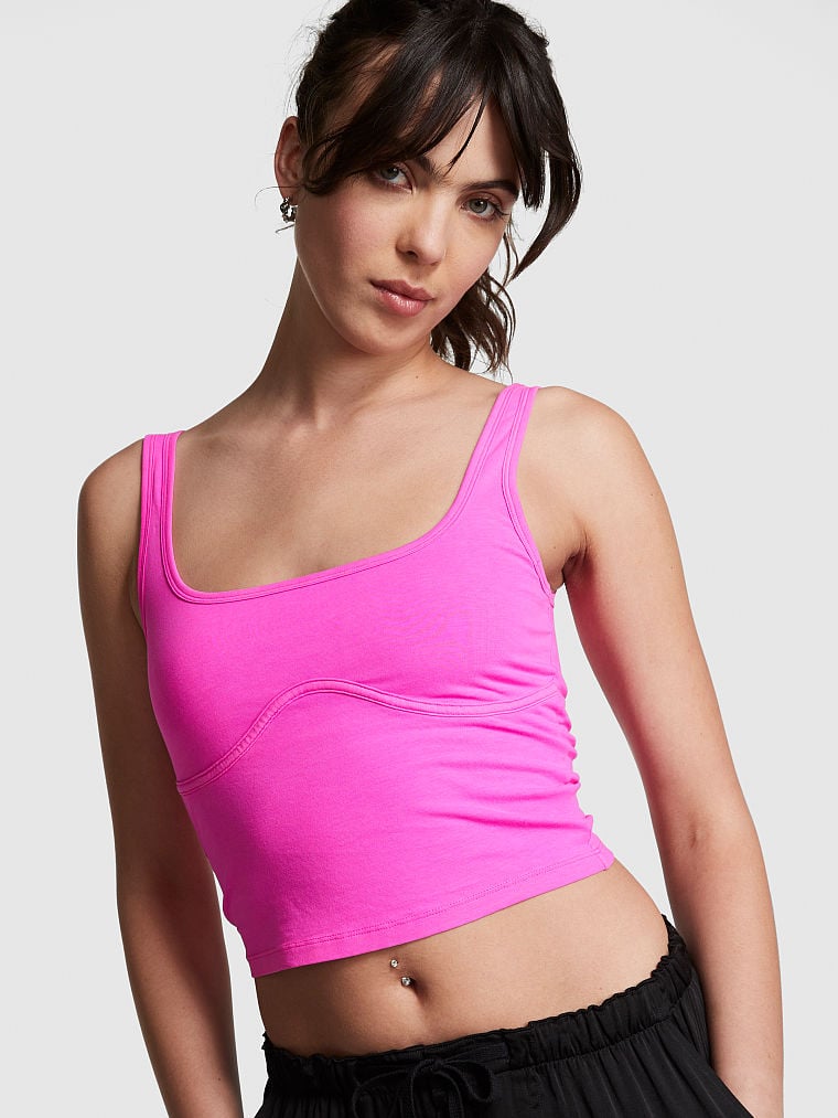 Crop-Top-Sin-Mangas-de-Algodon-Contour-Victorias-Secret-Pink-11222438-60GS