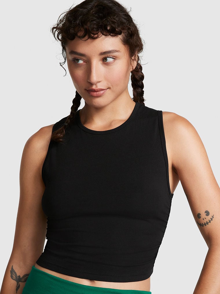 Crop-Top-Sin-Mangas-de-Algodon-con-Detalle-Fruncido-Victorias-Secret-Pink-11230117-3XZR