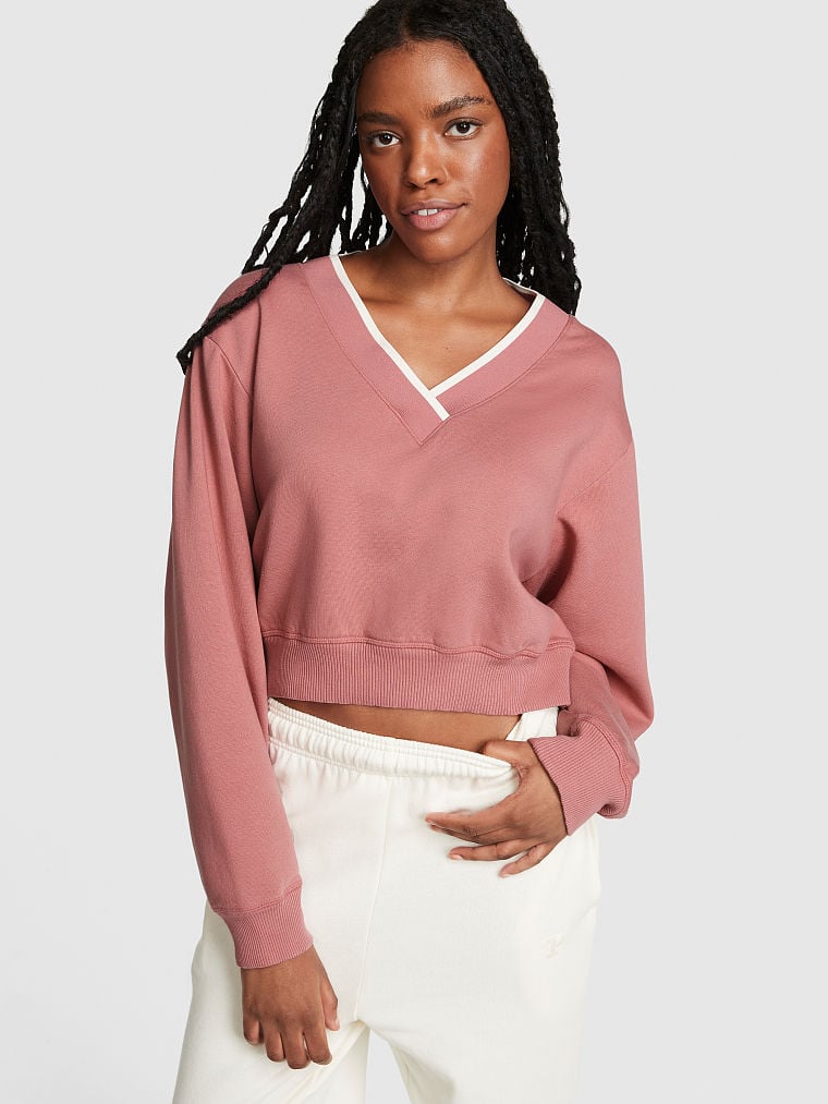 Sudadera-con-Escote-en-V-de-Polar-Premium-PINK-11234618-5GBI
