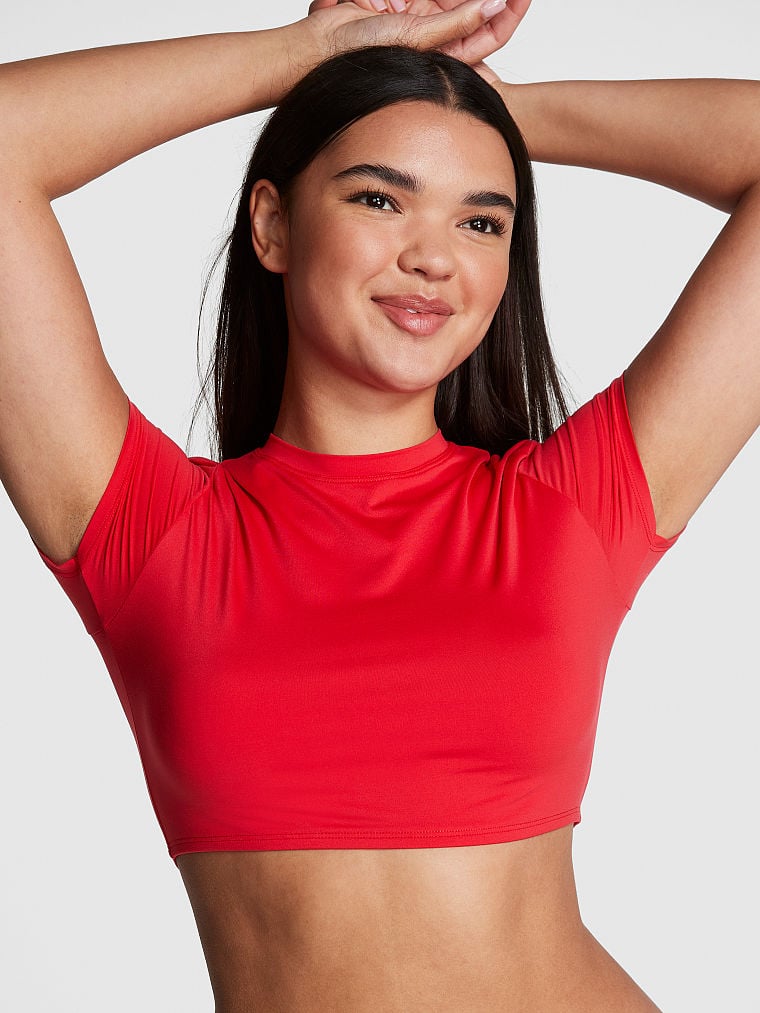 Crop Top Cecy mujer en azul claro, café y rojo - Tienda Hashtag