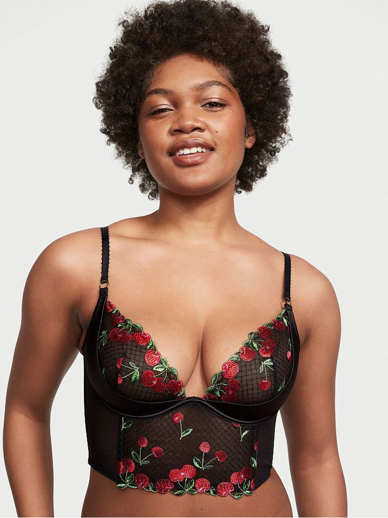 Top Estilo Corse con Cuarto de Copa y Bordado de Cerezas Corset Victoria s Secret Tienda en Linea Victoria s Secret
