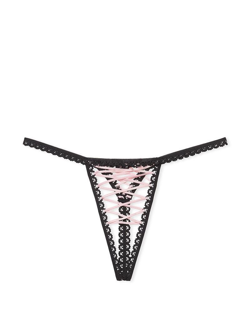 Panty Tanga Sin Entrepierna Lace-Up, Tangas