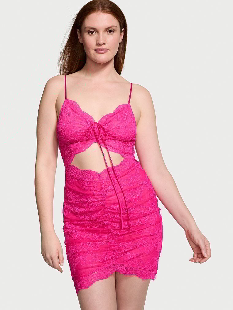 Mini-Vestido-de-Encaje-Fruncido-con-Recorte-Victorias-Secret-11212507-5TRG