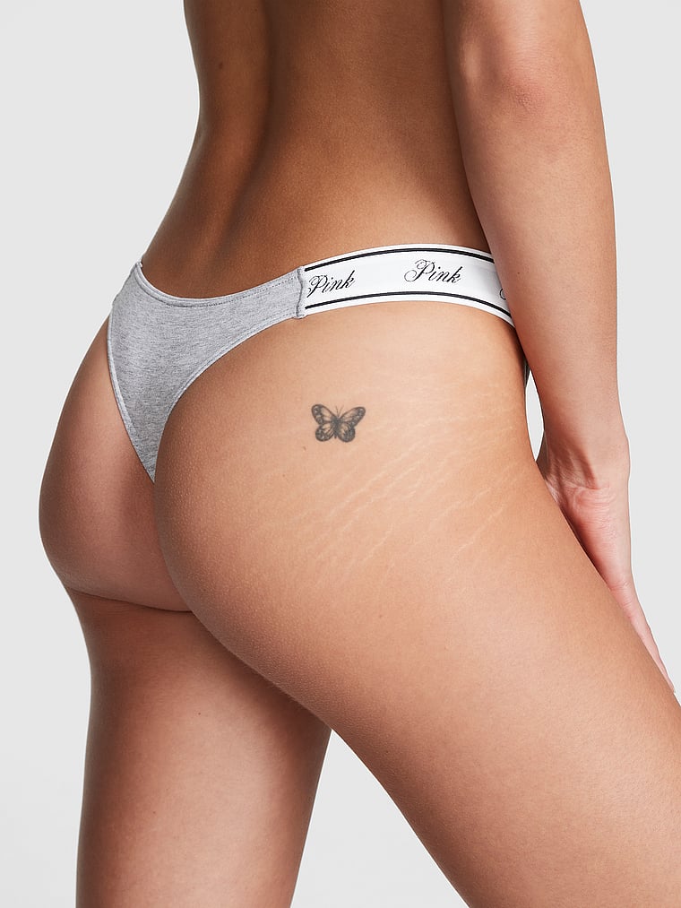 Panty-Tanga-con-Pierna-Alta-de-Algodon-con-Logo-PINK-11245840-67MU