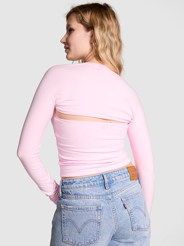 Conjunto-con-Bolero-y-Top-Estilo-Tubo-de-Base-Algodon-PINK-11255826-69IO