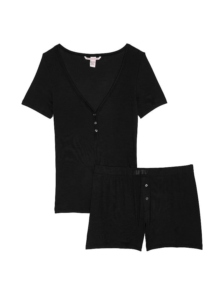 Conjunto-con-Shorts-y-Top-Henley-con-Manga-Corta-de-Modal-Acanalado-Victorias-Secret-11250514-54A2