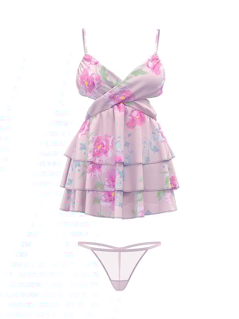 Conjunto-con-Babydoll-con-Volantes-de-Chifon-con-Detalles-de-Peonias-Victorias-Secret-11262947-74IX