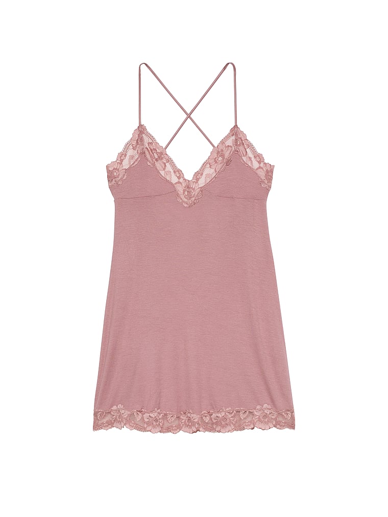 Vestido-Slip-de-Modal-Acanalado-y-Encaje-con-Espalda-Cruzada-Victorias-Secret-11254423-3Y9S