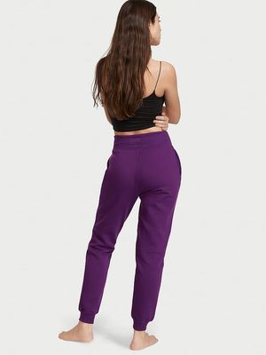 Pants Jogger de Algodón y Polar con Tiro Alto y Cordones